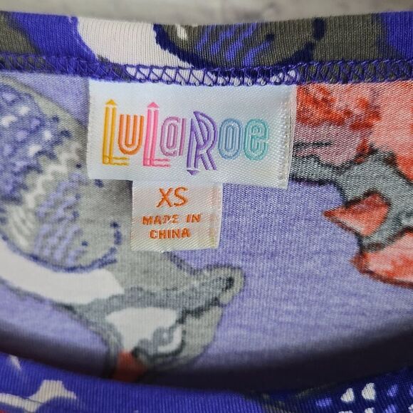 LuLaRoe NEW Red Cardinal Blue Jay Julia Purple Sheath Pencil Dress Bird Print - Picture 3 of 9